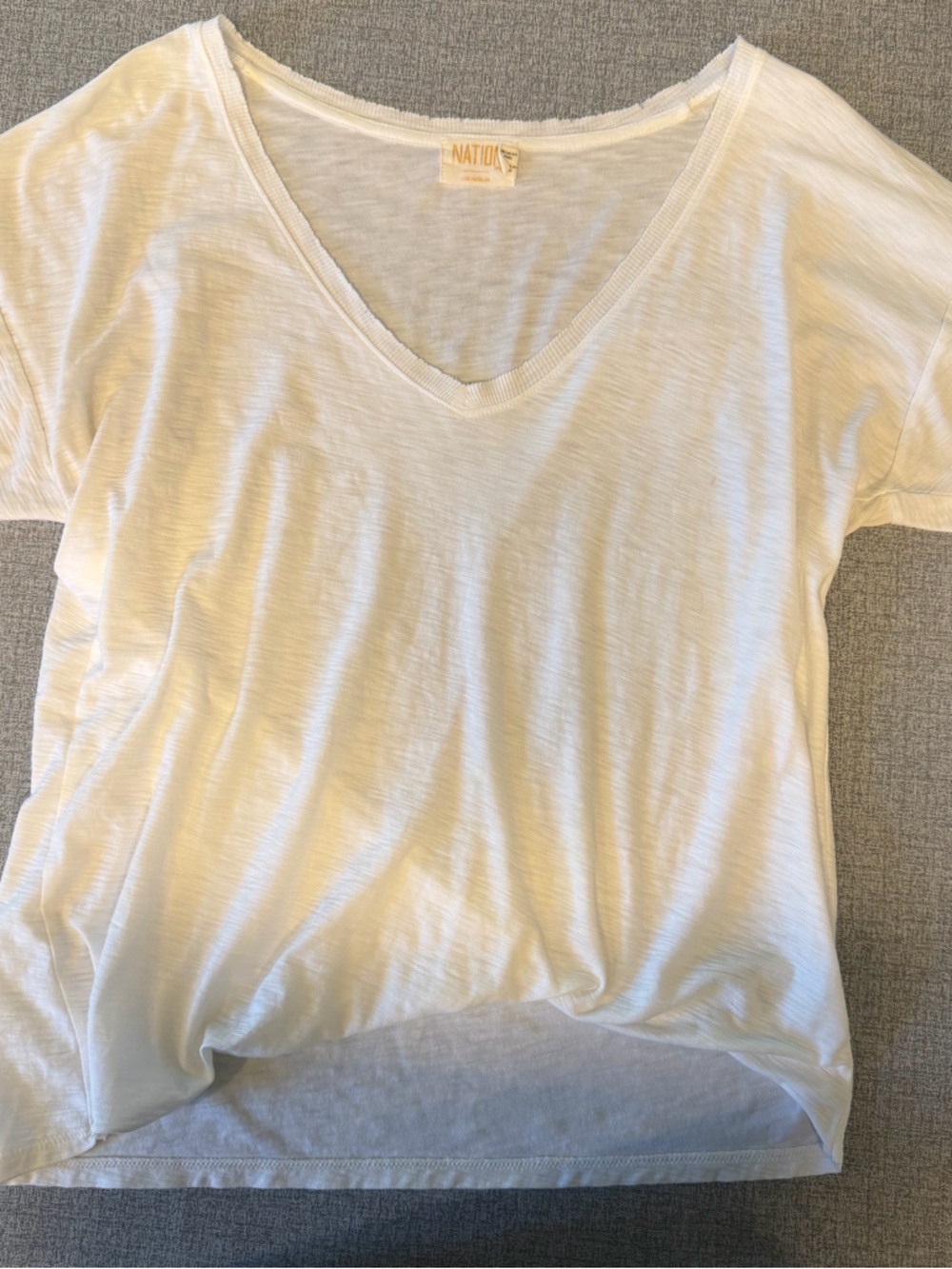 Nation LTD White V-Neck Short Sleeve Tee